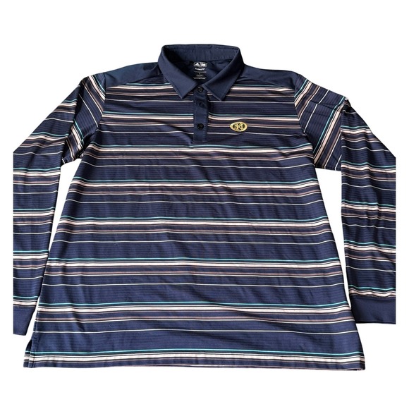 adidas Other - Adidas Golf Climalite Mens Large Long Sleeve Polo Shirt Navy Blue Striped